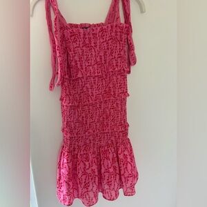 Girls Pink Smocked Tiered Dress